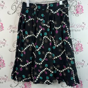Skirt jewels 💎 pearls floral Stylish Black Skirt with Colorful Pattern